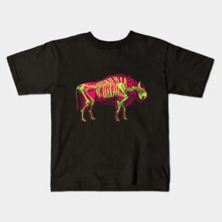 Bison Skeleton Interactive Magenta&Green Filter T-Shirt By Red&Blue Kids T-Shirt